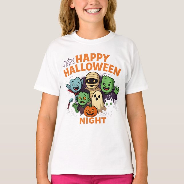 Camiseta Noche feliz de Halloween Ropa Unisex Mujer (Anverso)