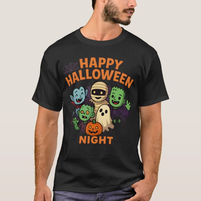 Camiseta Noche feliz de Halloween Ropa Unisex Mujer (Anverso)