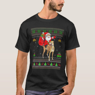 Camiseta Noche graciosa Santa Claus montando al Greyhound C