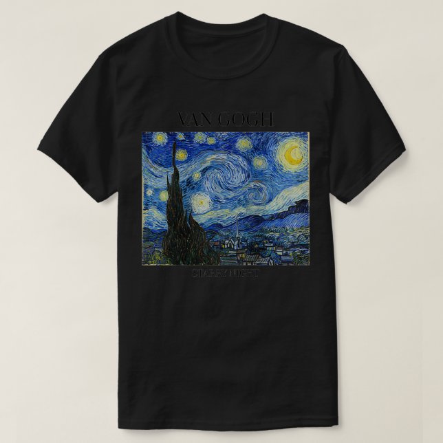 Camiseta Noche impresionista de Van Gogh Starry Noche Vin (Diseño del anverso)