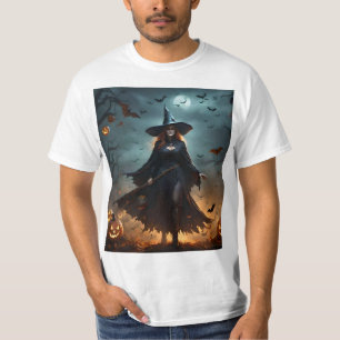 Camiseta "Noche malvada: Asustada bruja de Halloween y sus 