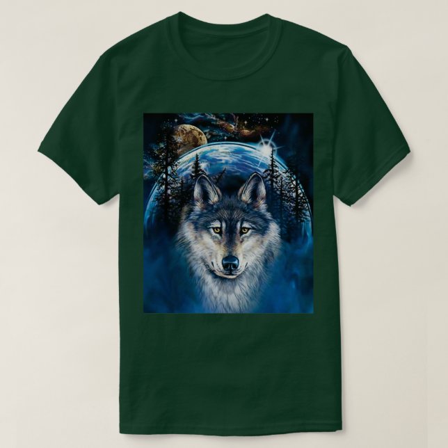 Camiseta Noche nativa del lobo americano (Diseño del anverso)