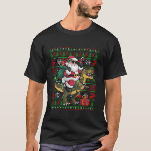 Camiseta Noche navideña enciende divertida Santa Riding Din