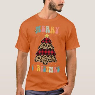 Camiseta Noche navideña ligera de leopardo retro Groovy