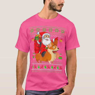 Camiseta Noche navideña Santa Riding Cardigan Corgi Perro g
