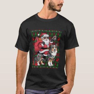 Camiseta Noche navideña se enciende curiosa Santa Riendo Sh