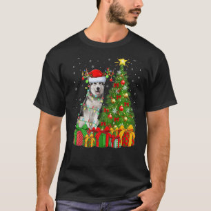 Camiseta Noche navideño alumbra a perro malamute de Santa A