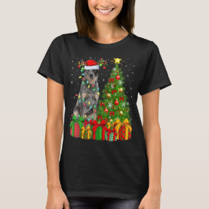 Camiseta Noche navideño alumbró Santa Blue Heeler Dog Chris