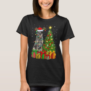 Camiseta Noche navideño alumbró Santa Blue Heeler Dog Chris