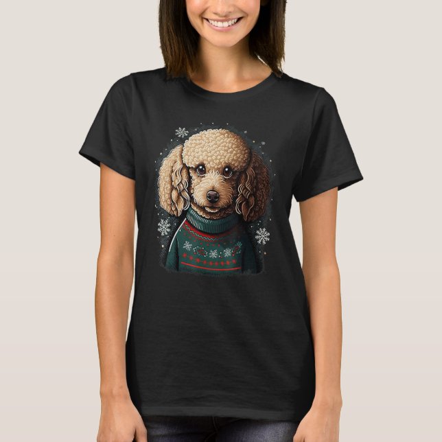 Camiseta Noche navideño de juguetes poodle Santa sobre cani (Anverso)