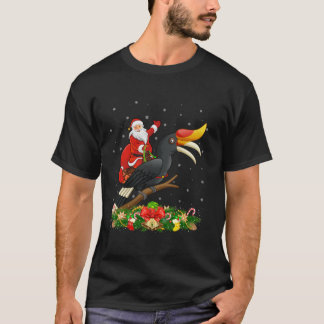 Camiseta Noche navideño ilumina curioso pájaro de Santa Rid