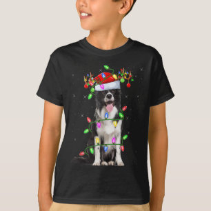 Camiseta Noche navideño iluminando Santa Border Collie Dog