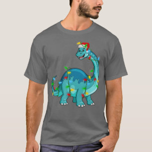 Camiseta Noche navideño Santa Brontosaurus Dinosaur