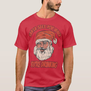 Camiseta Noche Papá Noel cerveza de traje borracho feliz Ch