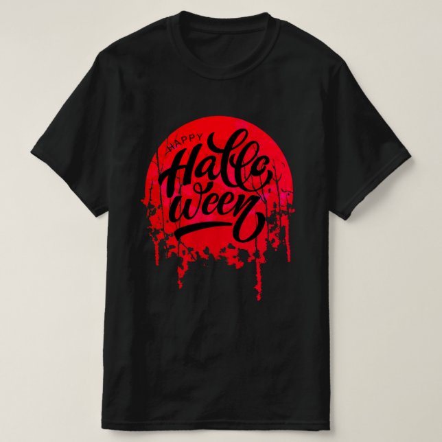 Camiseta Noche Roja Feliz Halloween (Diseño del anverso)