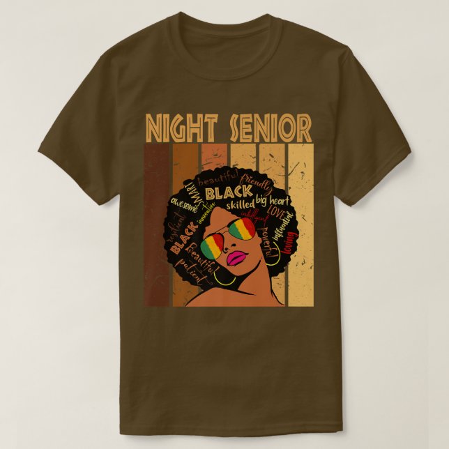 Camiseta Noche Senior Afro Afroamericanas Negro (Diseño del anverso)