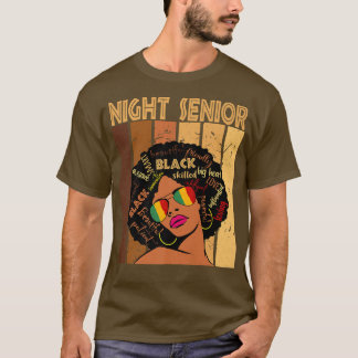 Camiseta Noche Senior Afro Afroamericanas Negro