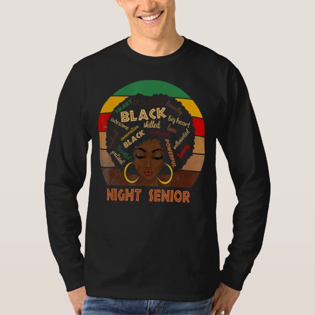 Camiseta Noche Senior Afro Afroamericanas Negro (Anverso)