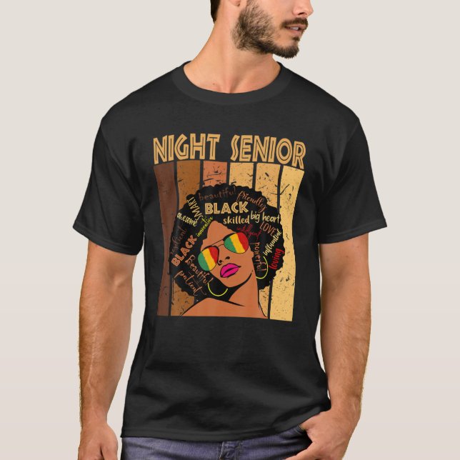 Camiseta Noche Senior Afro Afroamericanas Negro (Anverso)