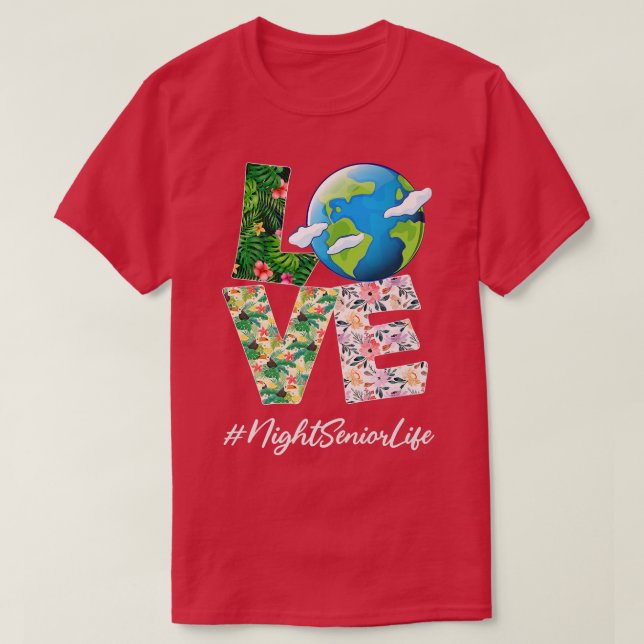 Camiseta Noche Senior Love World Earth Day 52º aniversario (Diseño del anverso)