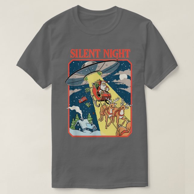 Camiseta Noche silenciosa Alien Santa Funny Ilustraciones (Diseño del anverso)