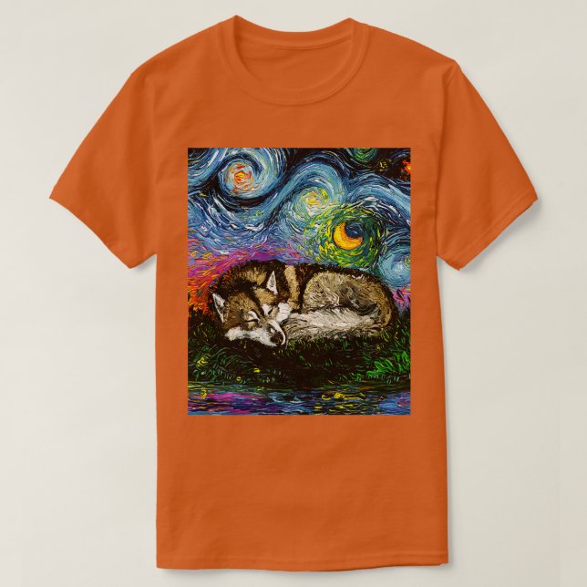 Camiseta Noche Sleepy Brown Husky (Diseño del anverso)