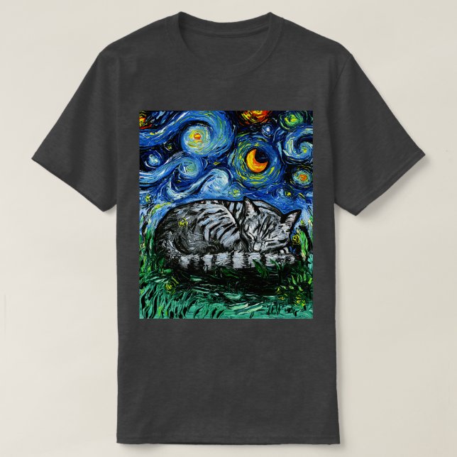 Camiseta Noche Sleepy Gray Tabby (Diseño del anverso)
