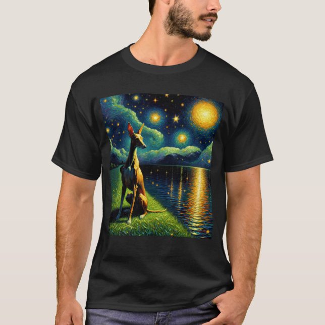 Camiseta Noche Starry Cirneco dell'Etna Perro Van Gogh Love (Anverso)