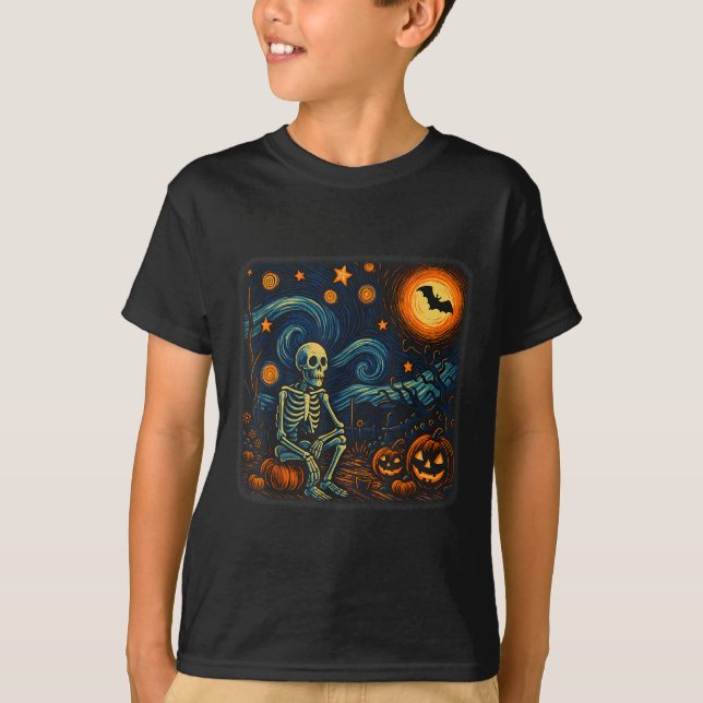 Camiseta Noche Starry de Halloween Van Gogh Pumpkin M (Anverso)