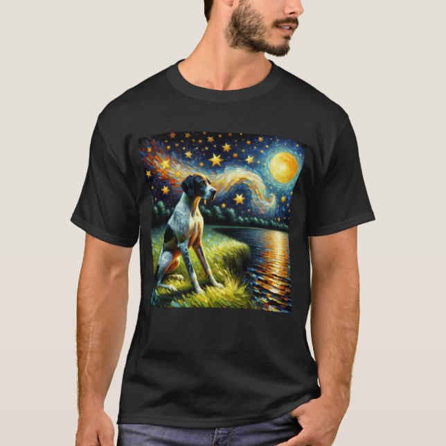 Camiseta Noche Starry Puntero Inglés Perro Van Gogh Lover (Anverso)