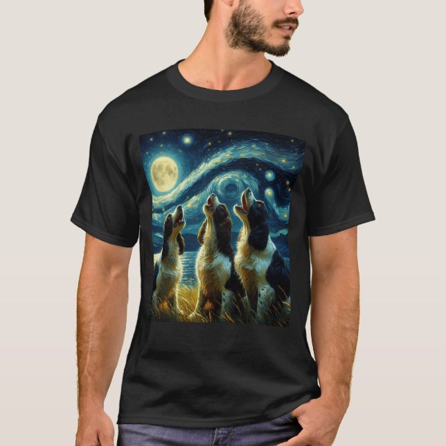 Camiseta Noche Starry Tres Españoles Springer ingleses (Anverso)