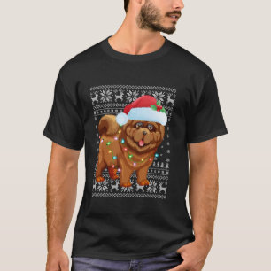 Camiseta Noche sudorosa alumbra Santa Hat Chow Perro C