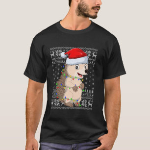 Camiseta Noche sudorosa alumbra Santa Hat Hedgehog Christ