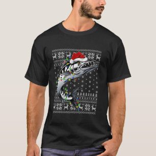 Camiseta Noche sudorosa alumbrada Santa Hat Barracuda Pesca