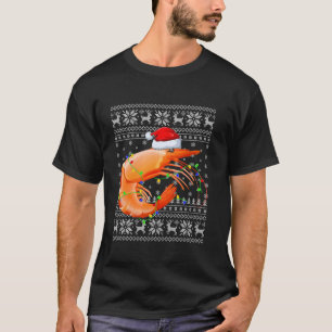 Camiseta Noche sudorosa alumbrada Santa Hat Pescado de lang