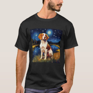Camiseta Noche Surreal Starry Brittany Spaniel Dog T Shirt
