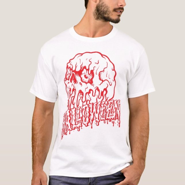 Camiseta noche temible del esqueleto helado de halloween (Anverso)