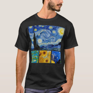 Camiseta Noche Van Gogh Starry, flores de almendra, girasol