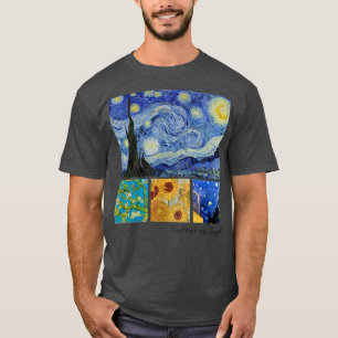 Camiseta Noche Van Gogh Starry, flores de almendra, girasol