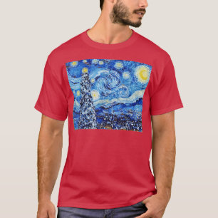 Camiseta Noche Van Gogh Starry Navidades blancos invierno