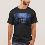 Camiseta Noche Van Gogh Starry Sobre Rhone<br><div class="desc">Paisaje de Vincent Van Gogh y la serie de pintura del paisaje marino - Noche azul estrellada sobre el Ródano</div>