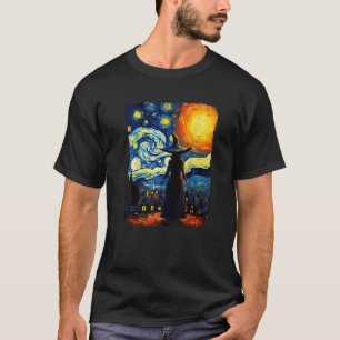 Camiseta Noche Witch Starry Van Gogh Aesthetic Halloween Co