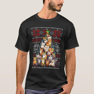 Camiseta Nochebuena alumbra el árbol de navidad de los gato