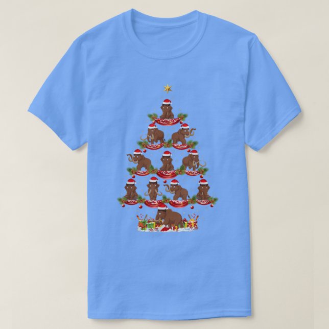 Camiseta Nochebuena alumbrando Santa Wooly Mammoth Árbol de (Diseño del anverso)
