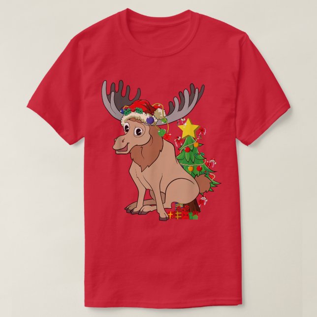 Camiseta Nochebuena de animales amantes de la selva de alce (Diseño del anverso)