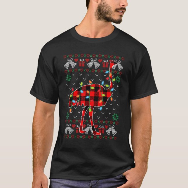Camiseta Nochebuena de avestruz enciende Navidades feos sué (Anverso)