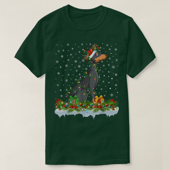 Camiseta Nochebuena de familia iluminando perro de Santa Do (Diseño del anverso)