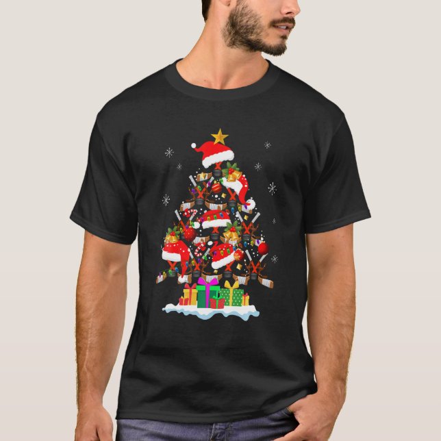 Camiseta Nochebuena de hockey sobre hielo en árbol de navid (Anverso)