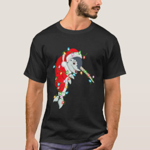 Camiseta Nochebuena de Narwhal iluminando a Santa Costume N