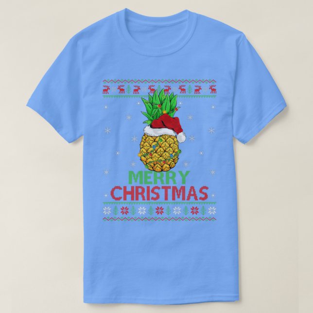 Camiseta Nochebuena de piña alumbrada por piña morera C (Diseño del anverso)